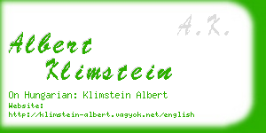 albert klimstein business card